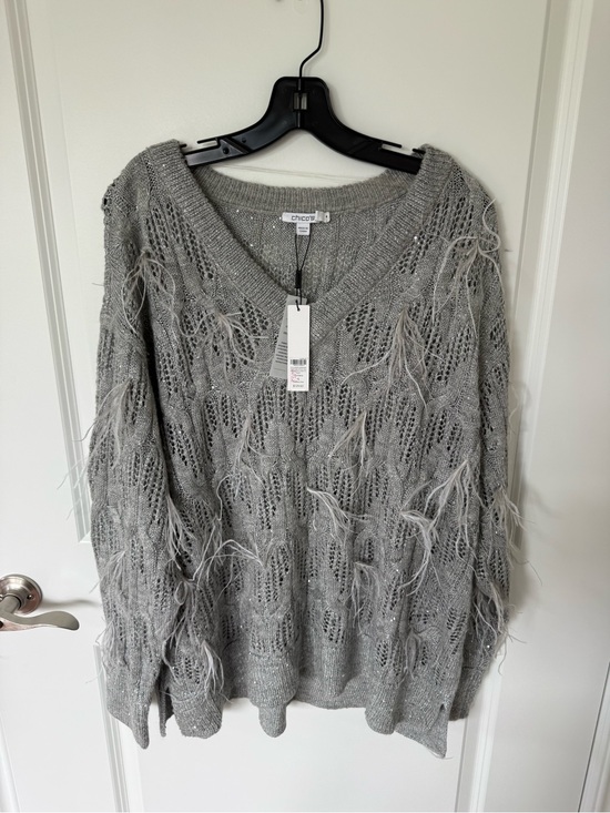 Chico's Sweaters - Chicos Feather Stitch Pullover Sweater NWT